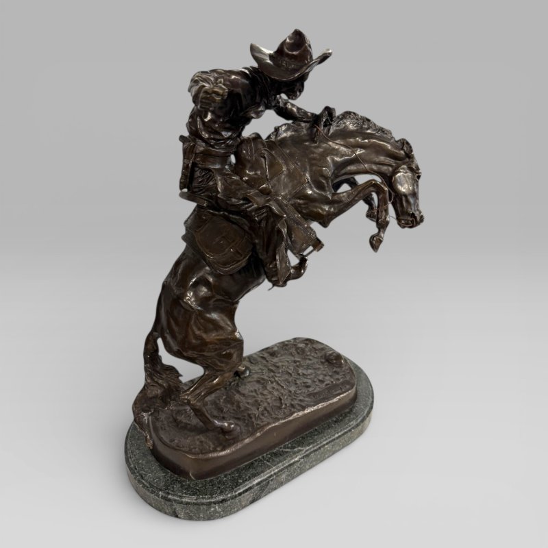 Large Cowboy Bronze ‘Bronco Buster’ After Frederic Remington, Early–Mid 20th - Image 8